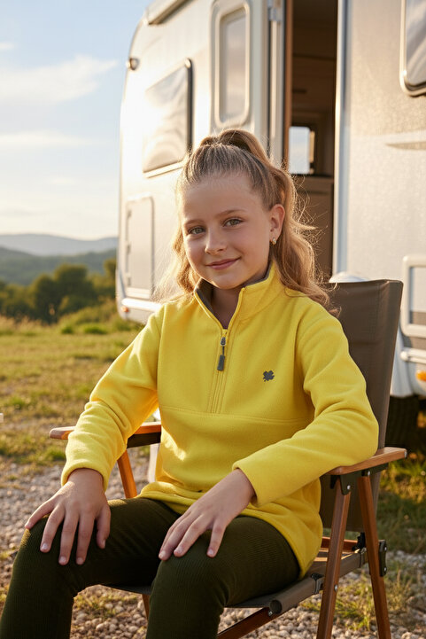 Lela Yumuşak Dokulu Fermuarlı Dik Yaka Şardonlu Kışlık Polar Unisex Çocuk POLAR 5905002