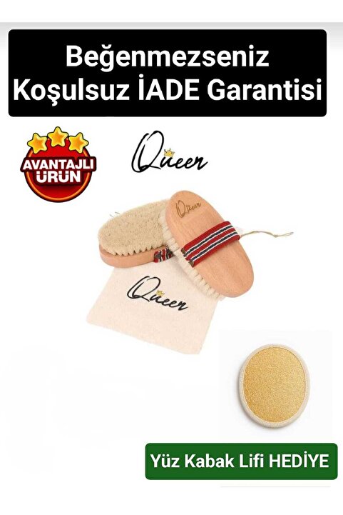 QUEEN %100 Doğal At Kılı Selülit Fırçası (SAKLAMA KESESİ HEDİYE)