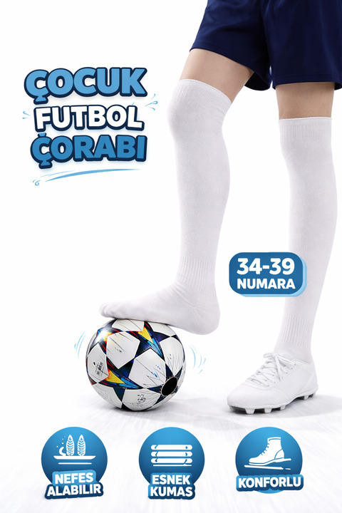 GAZELMANYA Çocuk Futbol Maç Çorabı 33-39 Futbol Tozluk Futbol Halısaha Çorabı Çocuk Konç Halı Saha Çorabı