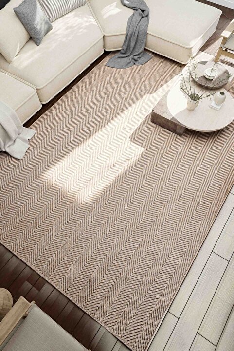 Lorente Home Liora Bej Hasır Dokuma Jüt Kaymaz Taban Sisal Kilim Yıkanabilir Mutfak Halı 1902