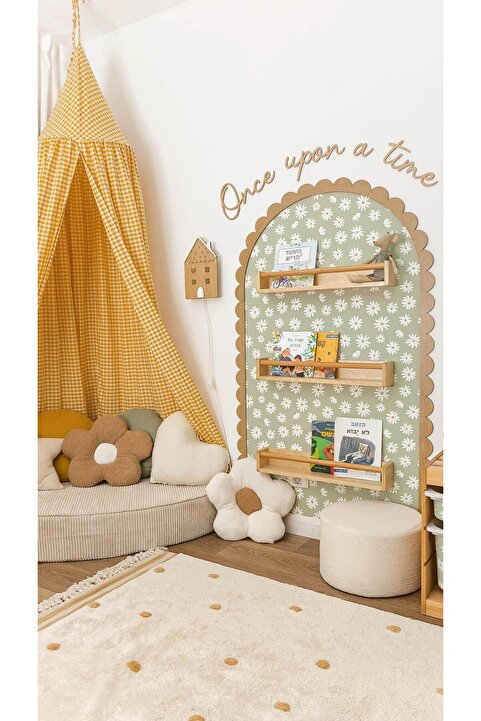 DECOMALL (PP-6) Masalsı Papatya Kemer Duvar Sticker | Çocuk Bebek Odası Yarım Duvar Dekoru 3 lü SET Halinde