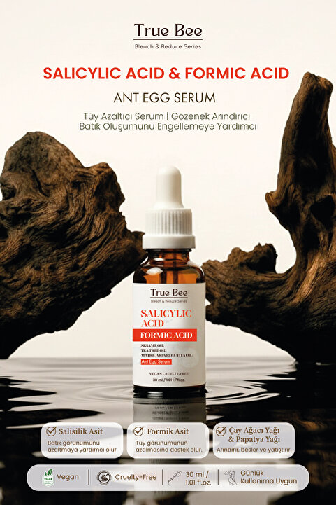 True Bee Karınca Yumurtası Yağı | Tüy Azaltıcı Gözenek Arındırıcı Batık Oluşumunu Engellemeye Yardımcı Serum