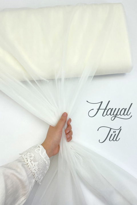 ZEYMERADE Krem Hayal Tül, Nişan Çeyiz Bohça Kapı Doğum Günü Parti Süsleme, Gelin Abiye Türban 100x300cm