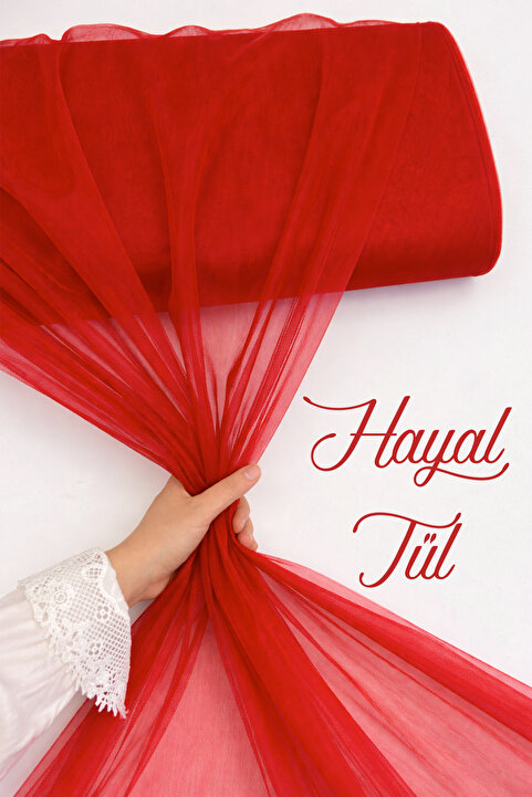 ZEYMERADE Kırmızı Hayal Tül, Nişan Çeyiz Bohça Kapı Doğum Günü Parti Süsleme, Gelin Abiye Türban 100x300cm