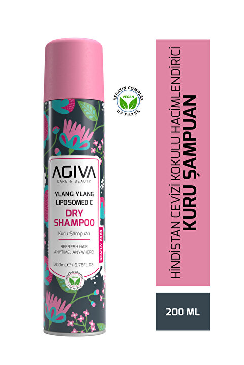 agiva care& beauty Ylang Ylang Liposomed C Hindistan Cevizi ve Vanilya Kokulu Hacimlendirici Kuru Şampuan 200 ml - Vegan