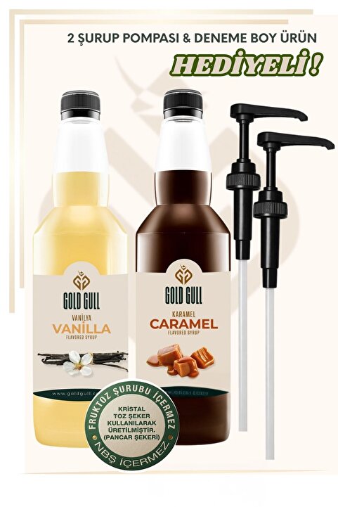 gold gull Vanilya & Karamel Aromalı Kahve & Meyve Şurubu 2 x 700 ml.