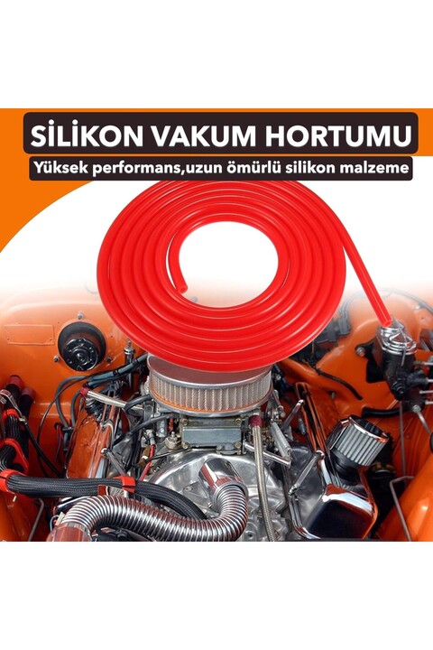 OTOVADİM 4 mm Silikon Vakumlu Turbo Hortumu Cam Suyu Sıcak Soğuk Su Hava Hortumu Kırmızı