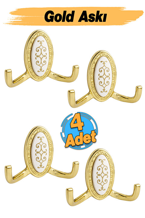 Badem10 Palmira Vestiyer Duvar Portmanto Askısı Metal Dolap Elbise Havlu Askılığı Gold Askı Askılık (4 ADET)