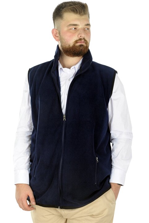 Modexl Mode XL Erkek Polar Yelek Dik Yaka Fermuarlı 22549 Lacivert