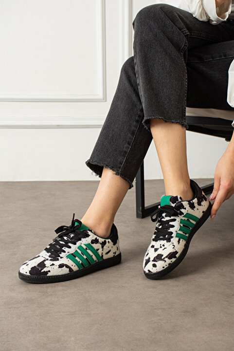 pasyone Siyah Yeşil Kadın Günlük Sneaker Ayakkabı