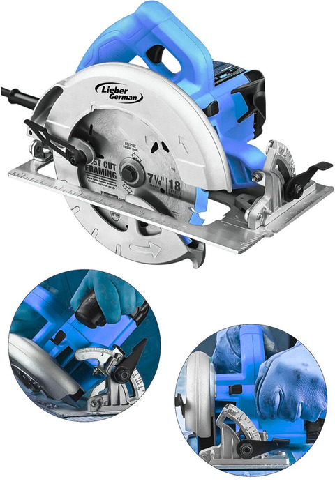 Lieber German LGT1200 Bakır Sargılı 185 mm Açılı Ahşap Sunta Kesme Daire Testere Makinesi