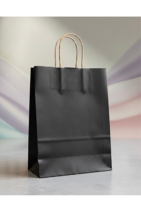 aybaş kağıtçılık 1.Kalite 25x31 Cm ( 5 Adet ) Büyük Boy Siyah Renkli Kraft Kağıt Çanta,Hediye Paketi, Hediye Poşeti