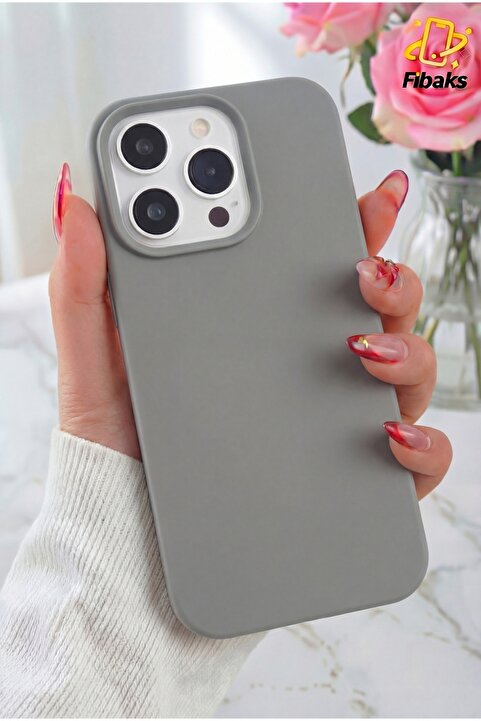 Fibaks iPhone 15 Pro Kılıf Kadife Lansman Soft Yumuşak Liquid Silikon Kamera Korumalı Kapak