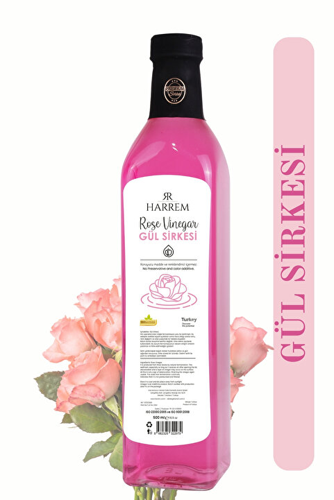 Harrem Gül Sirkesi Doğal Fermantasyon Katkısız Ev Yapımı Tadında 500 ml (Rose Vinegar)