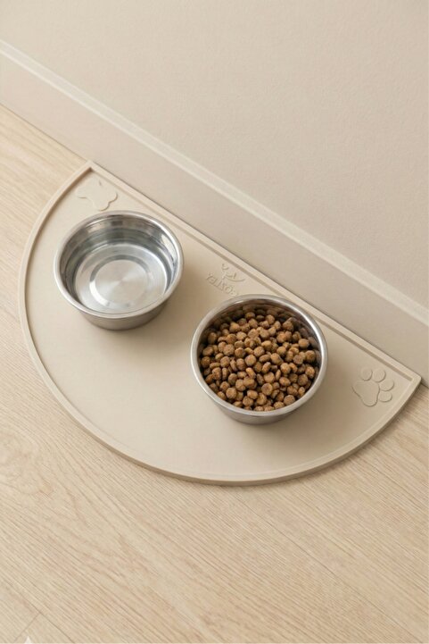 COZLEY Silikon Mama Matı Havuzlu Yıkanabilir Kaymaz Evcil Hayvan Beslenme Matı Kedi Köpek Paspası 50X25 CM