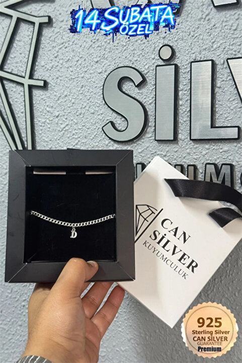 CAN SİLVER 925 Ayar 4mm Harfli Bileklik- Gurmet Zincir Erkek Bileklik-Hediye Paketli-14şubat Sevgililer Günü