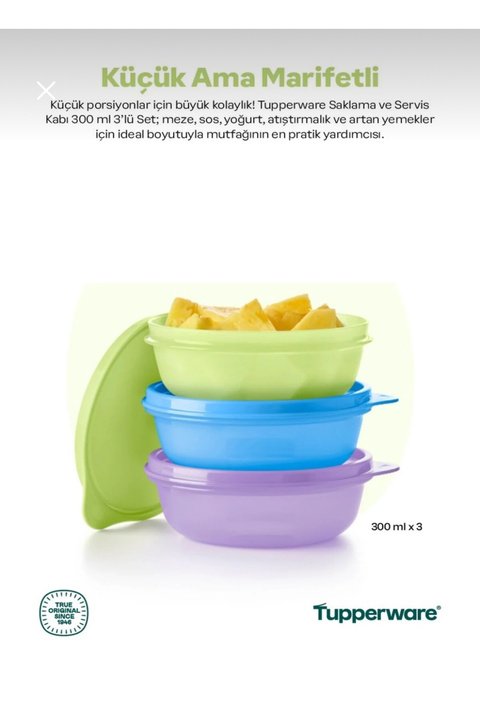 Tupperware Şeker kaplar 300 ml 3 lü görseldeki renkler