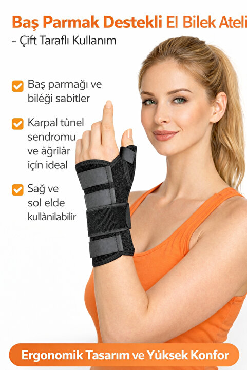 Perafit Baş Parmak Destekli El Bilek Ateli Karpal Tünel Tendinit ve Ağrı Azaltıcı,Ayarlanabilir Çift Taraflı