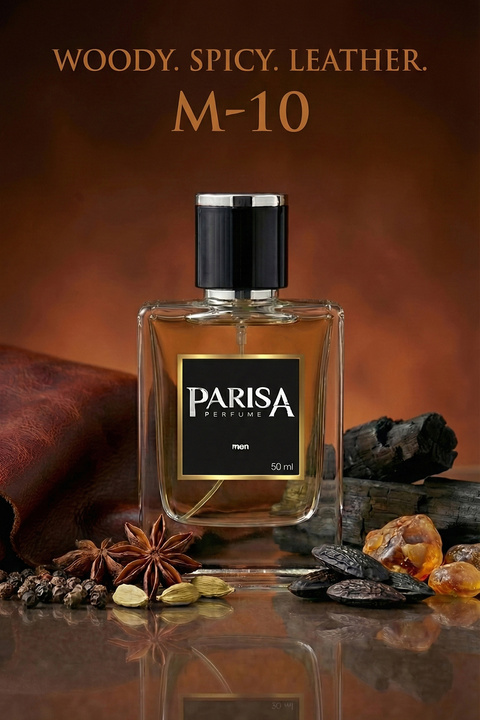 parisa M-10 Signature Man Edp 50 ml - Siyah Biber & Deri Notalı Karizmatik Odunsu Erkek Parfümü PRSM10