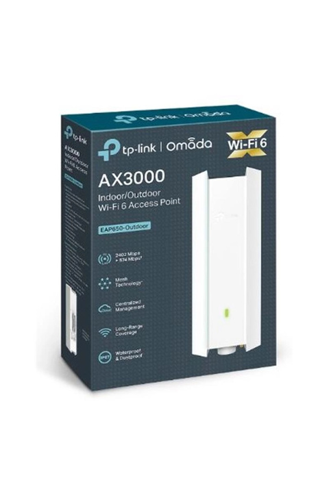 Tp-Link Omada Eap650-outdoor Ax3000 Dual Band Wıfı6 1xgbıt Rj45 574mbps/2.4ghz/2402mbps/5ghz Access