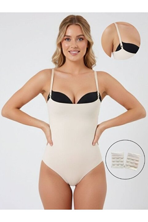 MİSTİRİK Mazzola Model Dikişsiz Toparlayıcı Inceltme Etkili Çıtçıtlı Spor Body Ten Renk