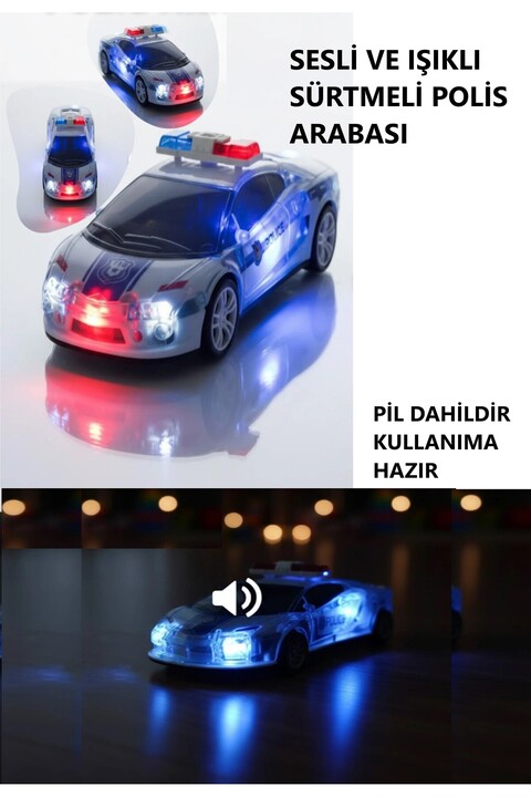Brother Toys Kırılmaz Korumalı Sesli Işıklı Müzikli Sürtmeli Oyuncak Polis Arabası