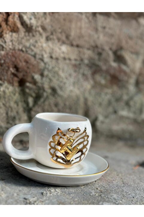 tuanART Sallanan Harf Seramik Mug Kupa 24k Altın (Harfinizi siparişinizden sonra mesajla bildiriniz)