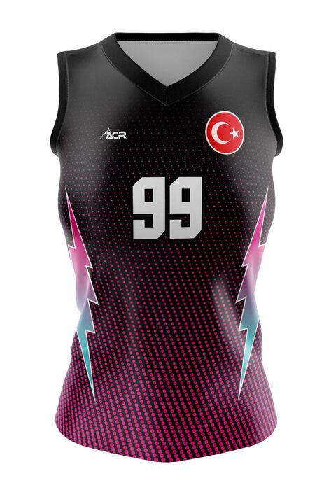 ACR Giyim Tekstil Forma Baskı Voleybol Forması Model-0001 kişiye Özel isim Ve Numara Yazılabilir Dijital Baskı Tasarım Tek Üst