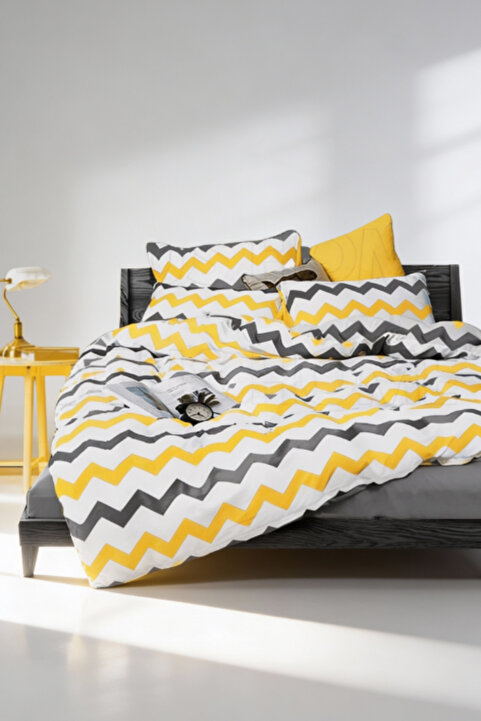 Lotusline Home Zigzag Desen Pamuklu Çift Kişilik Nevresim Takımı - Seti