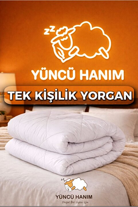 Yüncü Hanım Tek Kişilik Merinos Kuzu Yünü Yorgan (%100 SAF MERİNOS KUZU YÜNÜ) 155 X 215 Cm Ebat, 2500 gram