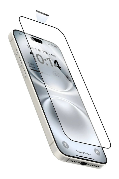 Fibaks Apple iPhone 15 Pro Uyumlu Tam Kapatan Tamperli Cam Ekran Koruyucu Kırılmaz Cam