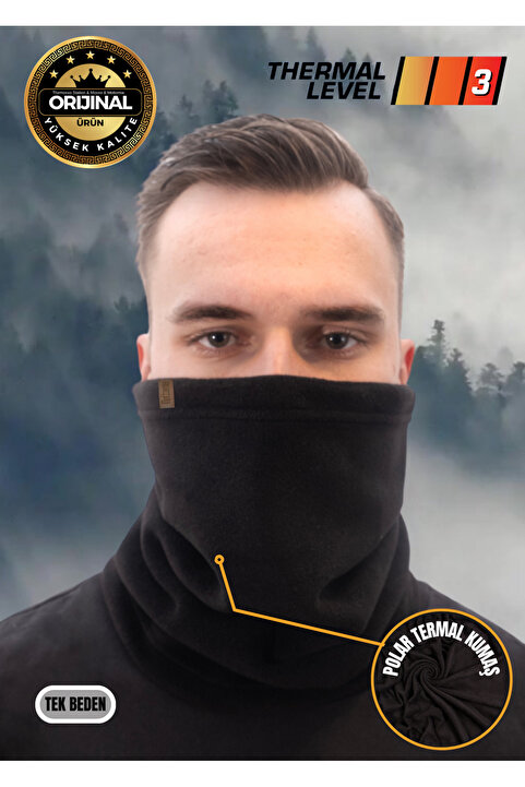 mottomia Siyah Renk Polar Boyunluk | Kışlık Motorcu Rüzgar Önleyici Outdoor Buff Bere (3 FARKLI KULLANIM)