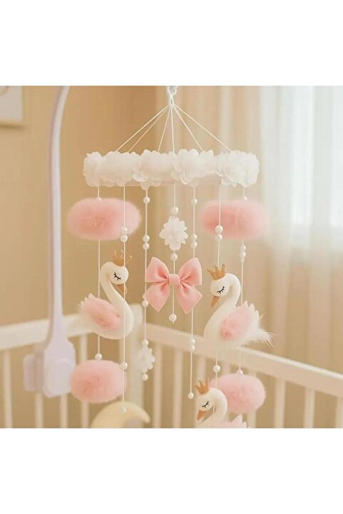 hobiimobiii Bebek beşik dönence (Müzikli) kuğu beşik süsü