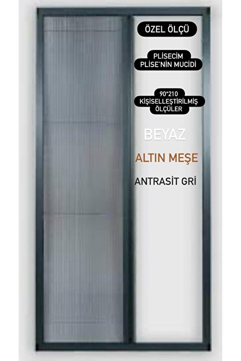 PLİSECİM Pimapen Plise Pileli Sürgülü Sineklik KAPI 90 X 210 Cm( Ölçüleri satıcıya sor kısmından iletiniz)