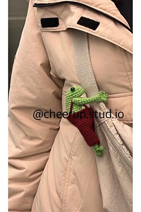 Handmade Kurbağa Amigurumi Çanta Charmı, Çanta Süsü
