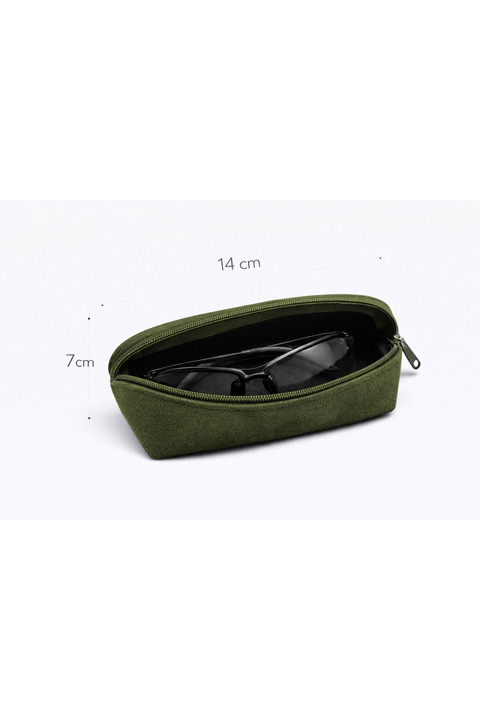 HBS %100 Gerçek Deri Süet Gözlük Kılıfı – 14 × 7 cm