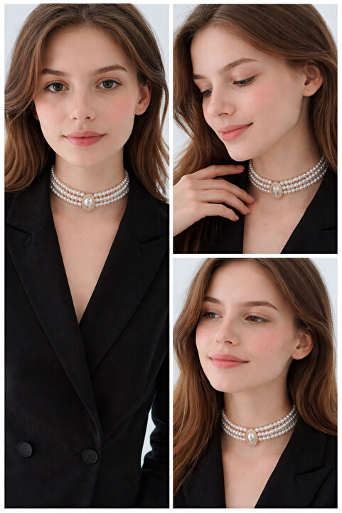 Boox99 Vintage Choker İnci Gold Kolye