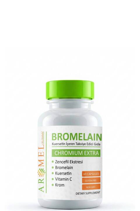 Aromel Bromelain Kapsül 60 Adet | Bromelain, Krom, Kuersetin içeren Takviye Edici Gıda