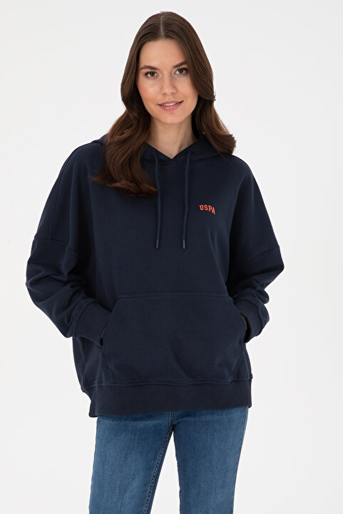 U.S. Polo Assn. Kadın Lacivert Kapüşonlu Basic Sweatshirt 50297324-VR033
