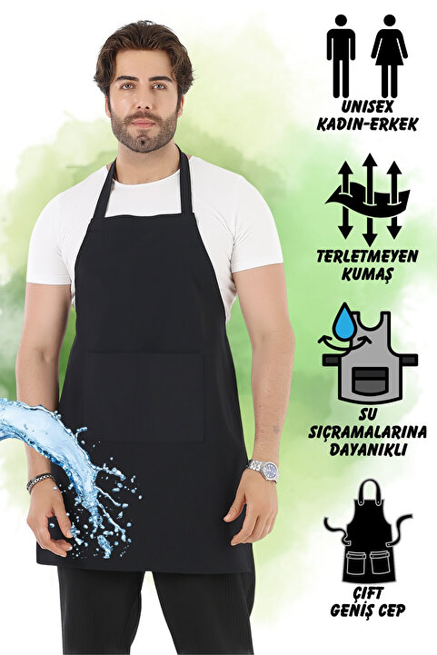 Biz Class Cepli Şef Garson Kafe Aşçı Barista Siyah Önlük Mutfak Önlüğü Masterchef Cafe Apron Restaurant