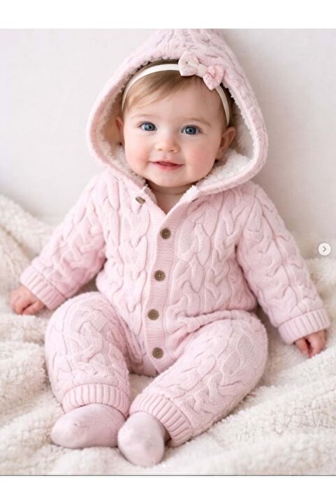 Andy Wawa Unisex Bebek Triko Kozmonot Tulum Pink Melanj AC24336