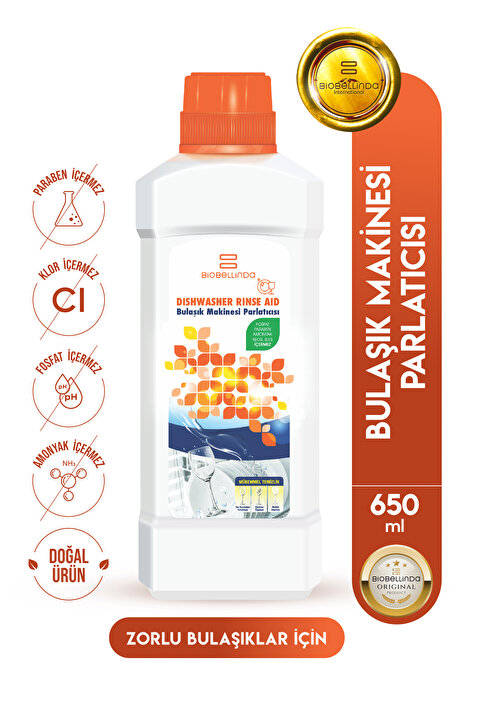 BioBellinda Doğal Bulaşık Makinesi Parlatıcısı Makinenize Uzun Ömür Bulaşıklarına Parıltı 650ml