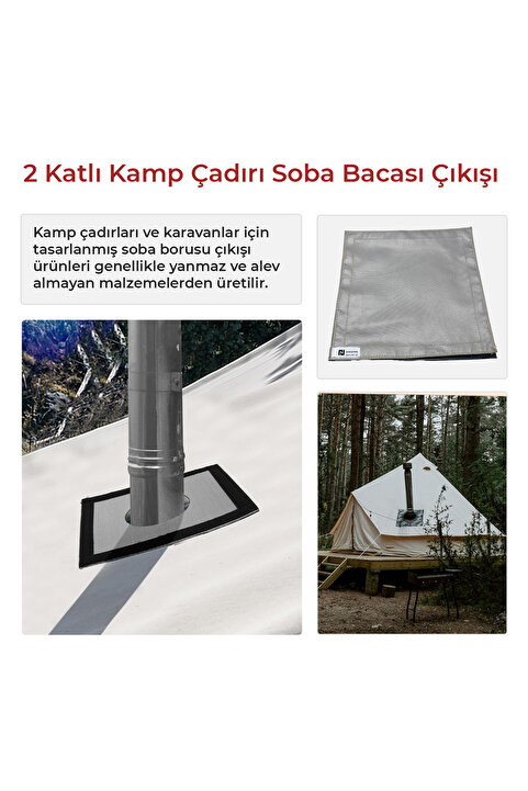 Genel Markalar Kamp Çadırı Soba Bacası Çıkışı 2 Katlı 30cm30cm