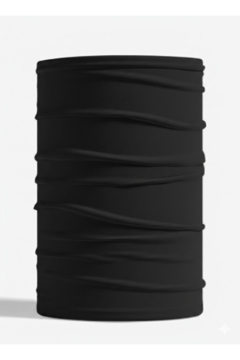 LU&MA Siyah Desensiz Unisex Basic Buff Boyunluk – Bandana, Baf. Maske, Saç Bandı, Motosiklet & Outdoor