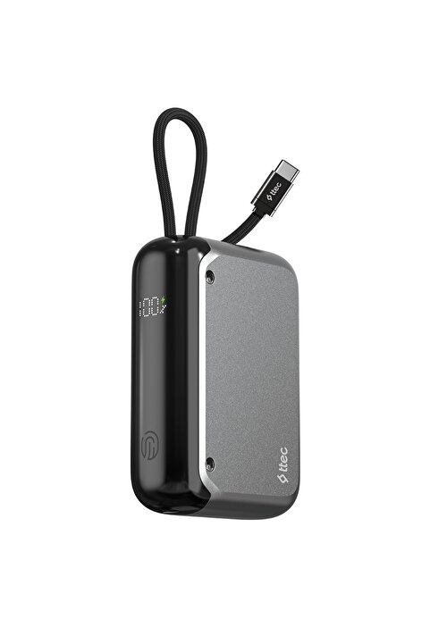 Ttec ReCharger LCD 10.000mAh PD 30W USB-C Dahili Kablolu Taşınabilir Hızlı Şarj Aleti/Powerbank 2BB228UG