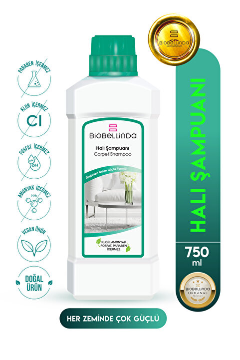 BioBellinda Doğal Konsantre Halı Şampuanı Zor Kirleri Çıkarmaya Yardımıcı 750 ml