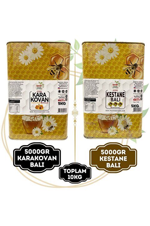Baştan Yöresel 5kg Bozdağ Kestane Balı Ve 5kg Karakovan Süzme Bal (tanıtım Amaçlı)