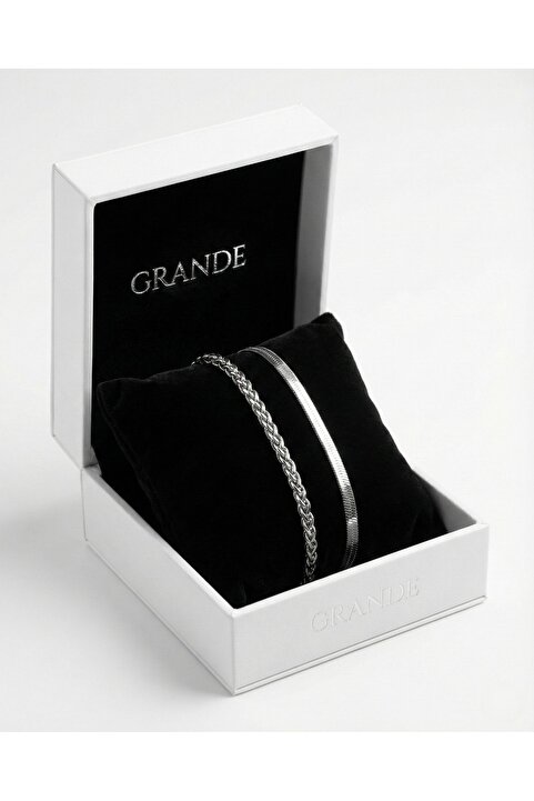 GrandeAccessory Sevgililer Gününe Özel Tasarım 2’li Çelik Bileklik Seti