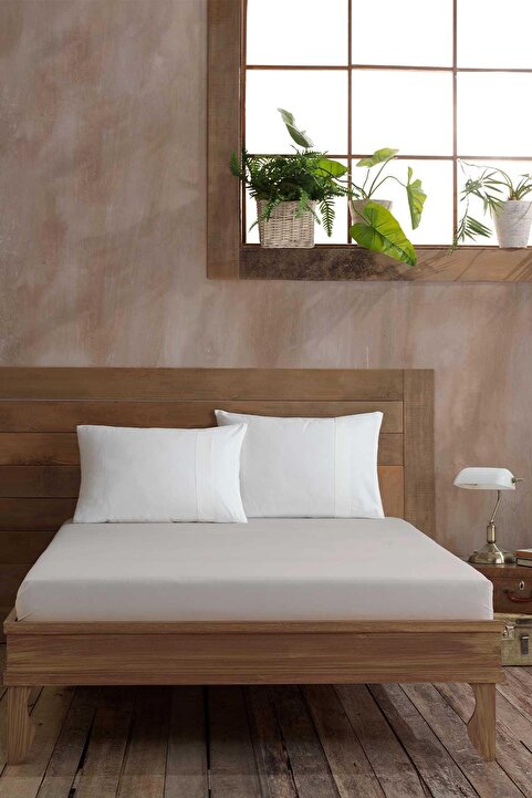 Elart Ranforce Fitted Tek Kişilik Çarşaf Pamuk (120x200cm) Ekru