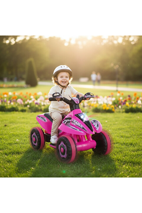 ujtoys Müzikli Ve Led Işıklı Safari Akülü Atv 6v-pembe Kumandalı